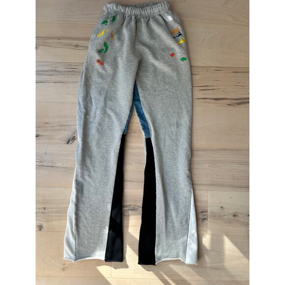 MNML Unisex Sweatpants Grey Size XS Flared Leg Paint Splatter High Waist - Picture 11 of 11